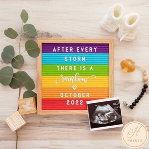 Anuncio de embarazo de Rainbow Baby para redes sociales, Anuncio digital editable de Rainbow Pregnancy, Anuncio digital de letter Board
