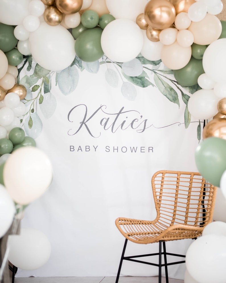 Greenery Photography Backdrop, Photo Backdrop, Eucalyptus Backdrop, Bridal Shower Backdrop, Baby Shower Backdrop, Birthday Backdrop laurel image 1