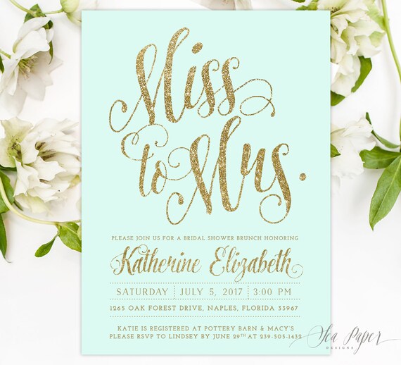 Miss To Mrs Bridal Shower Invitation Bridal Shower Invite Etsy