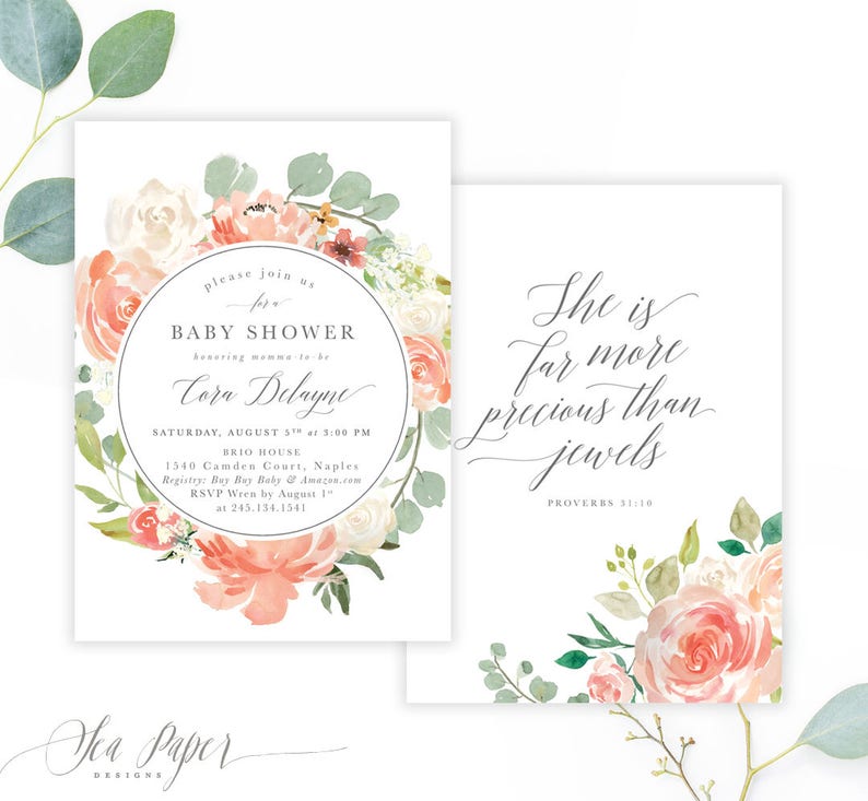 Baby Girl Shower Invitation Baby Shower Invite Girl Floral Etsy Baby Girl Shower Invitation Baby Shower Invite Girl Floral Etsy