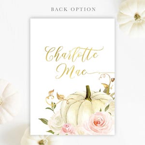 Girl Fall Baby Shower Invitations | Pumpkin Baby Shower Printed Invites with Envelopes - Fall 11 | Invitation Printing or Digital image 2
