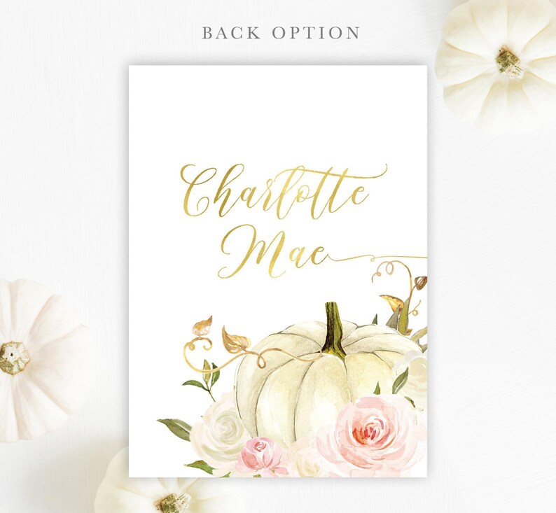 Girl Fall Baby Shower Invitations | Pumpkin Baby Shower Printed Invites with Envelopes - Fall 11 | Invitation Printing or Digital image 2