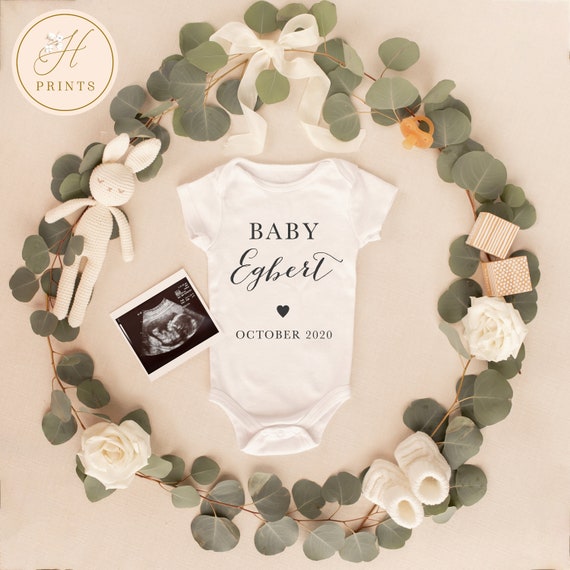 Spring Pregnancy Announcement for Social Media, Spring Baby Announcement for Social Media, Personalized pregnancy picture, Eucalyptus Wreath Il_570xn
