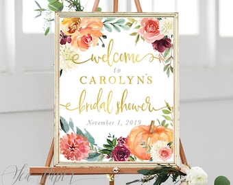 Fall Bridal Shower Welcome Sign, Pumpkin Bridal Shower Welcome Sign, Fall Welcome Sign for Bridal Shower, Printed or Printable - Fall 7
