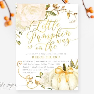 Pumpkin Baby Shower Invitations | Fall Baby Shower Printed Invites with Envelopes - Fall 2 | Invitation Printing or Digital image 1
