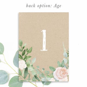 Girl First Birthday Invitation: Girl's Birthday Invite, Turning One, 1st Birthday, Floral, Blush Roses, Greenery, Kraft, Rustic, Boho - Mila Bild 4
