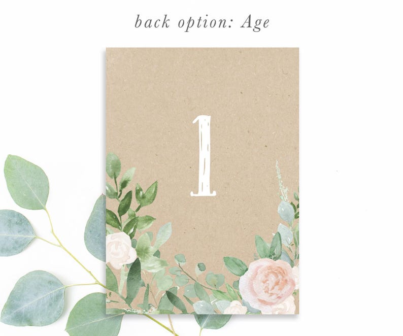 Girl First Birthday Invitation: Girl's Birthday Invite, Turning One, 1st Birthday, Floral, Blush Roses, Greenery, Kraft, Rustic, Boho - Mila Bild 4