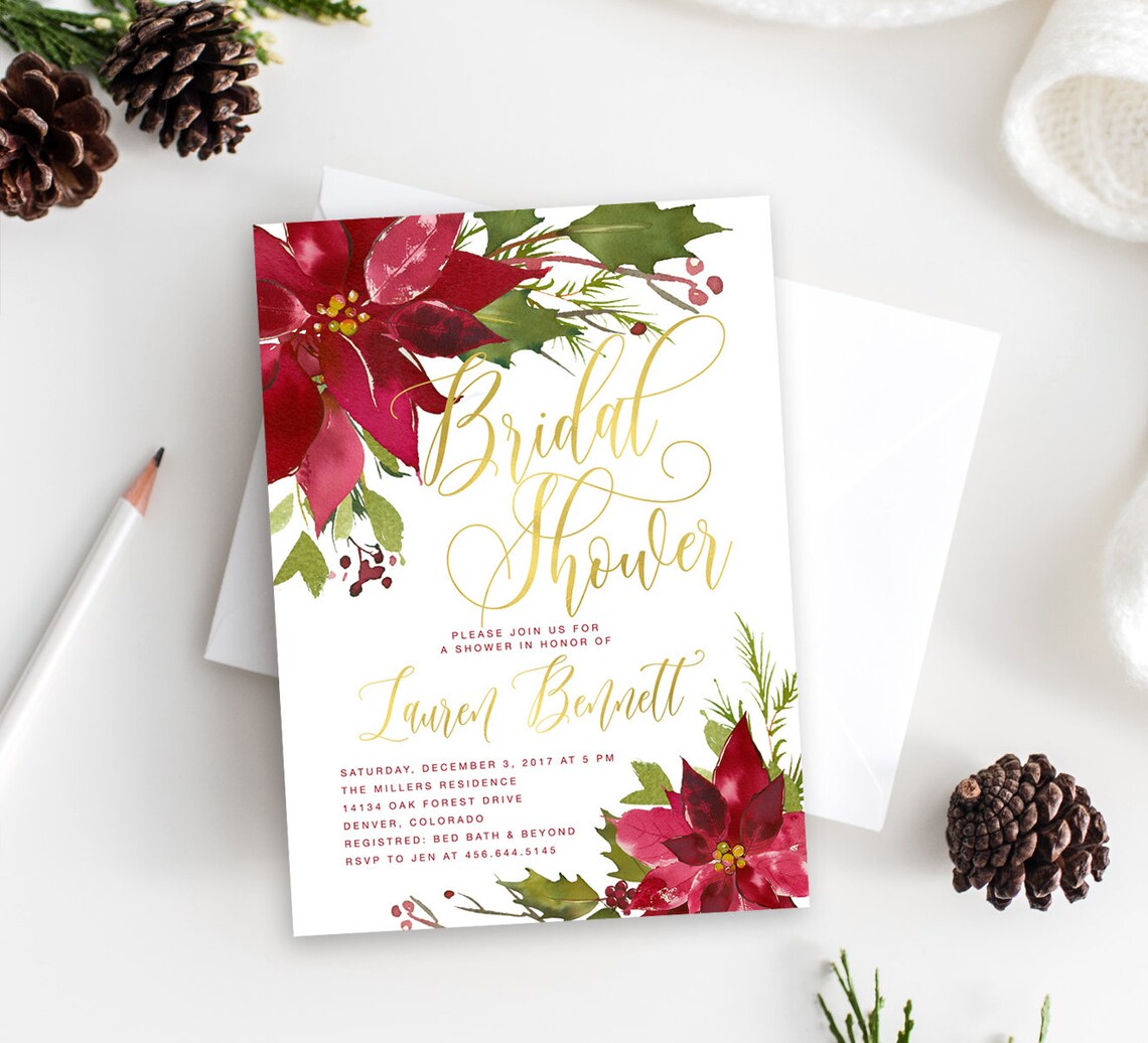 Holiday Bridal Shower Invitation Christmas Bridal Shower Etsy
