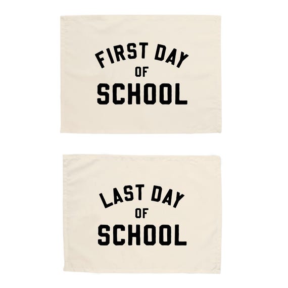 First & Last Day of School Banner Bundle - Easy to Hang for First Day of School Photos or Party Backdrops - Natural and Black