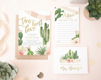 Fiesta Bridal Shower Invitations: Taco 'Bout Love Bridal Printed Printed Invites with Envelopes - Carrie | Invitation Printing or Digital