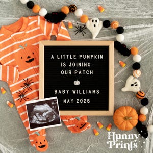 Halloween Pregnancy Announcement, Digital Baby Announcement for Social Media, Little Pumpkin Patch - Real Professionally Styled Photo