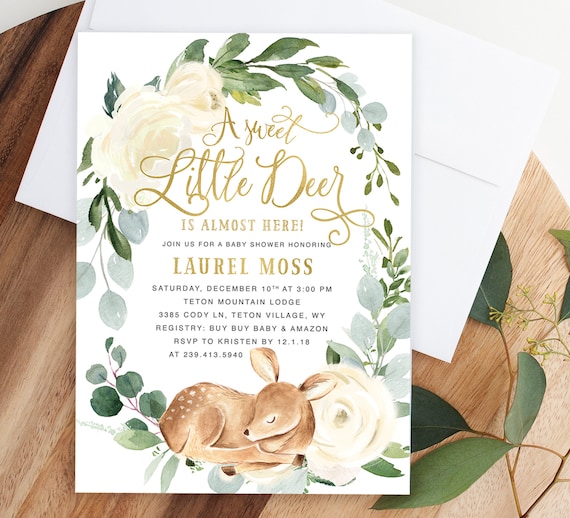 Woodland Baby Shower Invitation Deer 