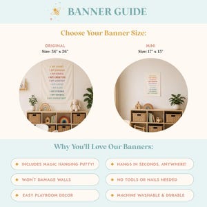 Daily Affirmations Easy Hang Banner™ for Kid's Rooms, Playrooms & Nursery. Kid's Room Wall Decor, Nursery Art, Gift for New Parent {Rainbow} image 3