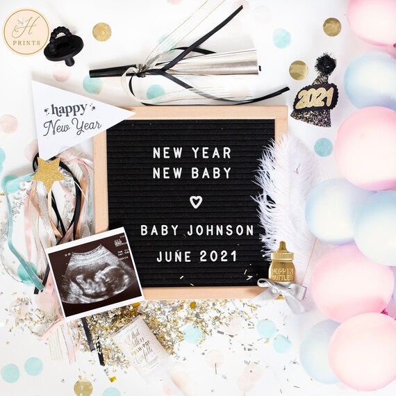 Editable New Years Pregnancy Announcement, New Year Digital Pregnancy Announcement, 2021 New Years Eve Social Media Pregnancy Announcement Il_570xn