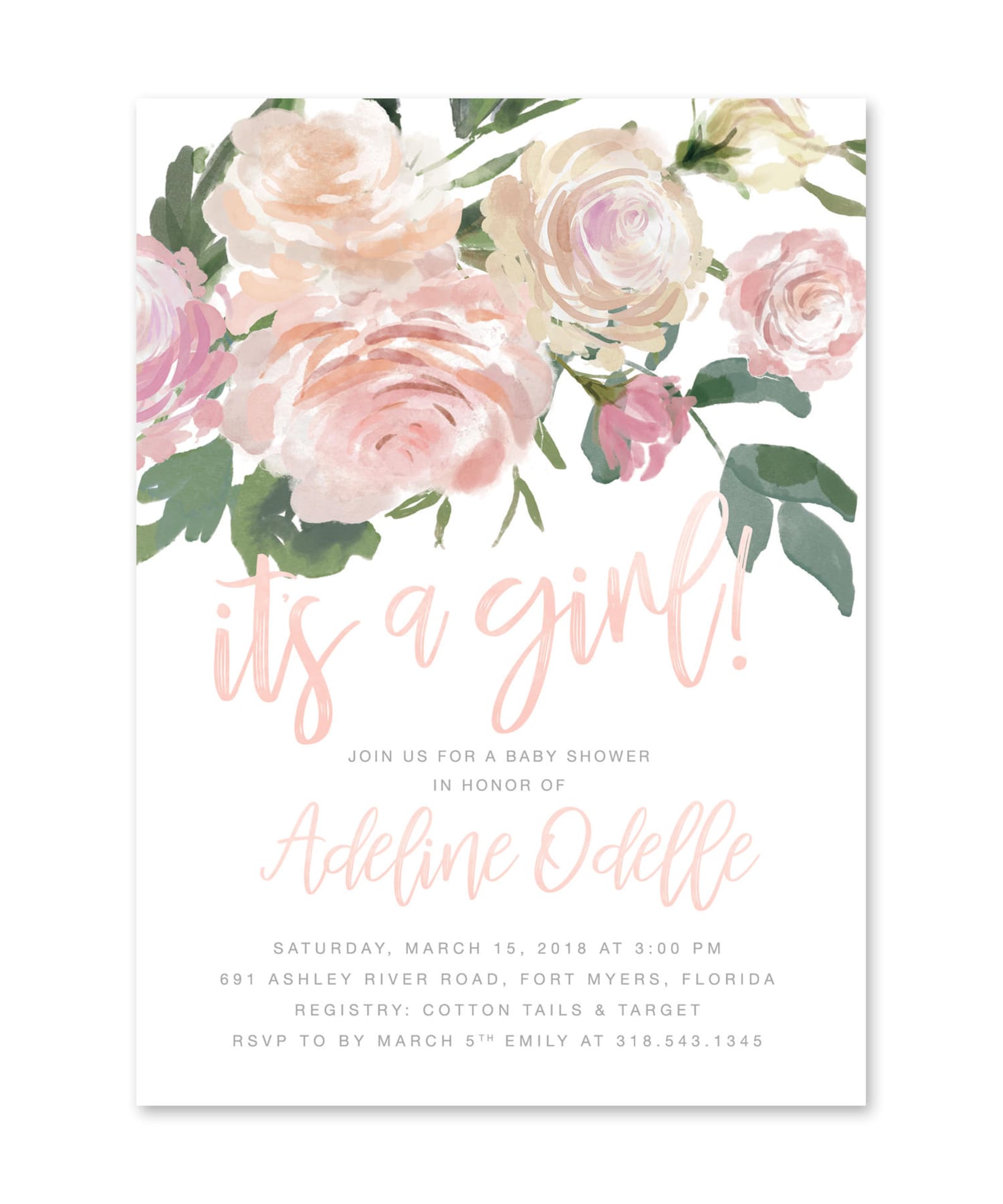 Baby Girl Shower Invitation It's a Girl baby Etsy
