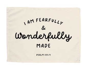 Fearfully Wonderfully Made Easy Hang Banner™ for Nursery, Kid's Rooms, Playrooms and Adorable Photos - Gift for Expecting Parent