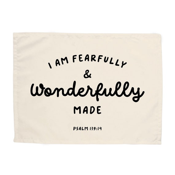 Fearfully Wonderfully Made Easy Hang Banner™ for Nursery, Kid's Rooms, Playrooms and Adorable Photos - Gift for Expecting Parent