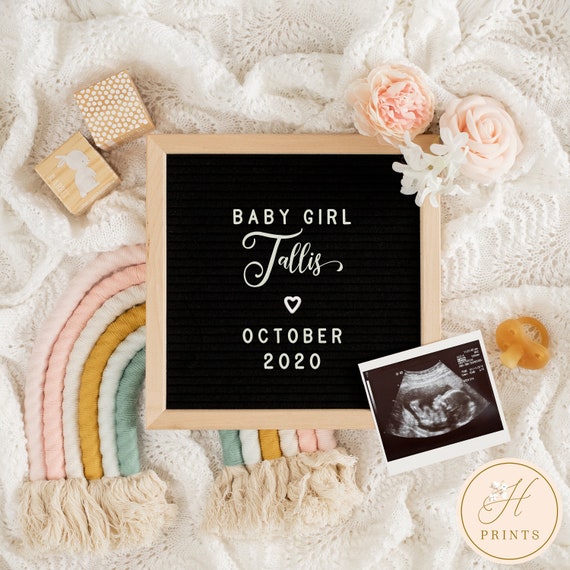 Editable Baby Girl Pregnancy Announcement For Social Media Etsy