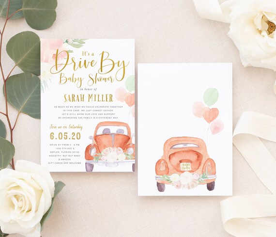 Drive By Baby Shower Invitation, Drive Up Baby Shower Invitation, Drive Through Baby Shower Invitation, Car Baby Shower Parade Invitation Il_570xn