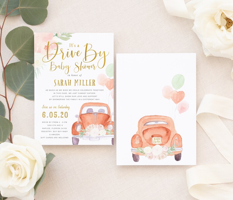Drive By Baby Shower Invitation Drive Up Baby Shower Etsy
