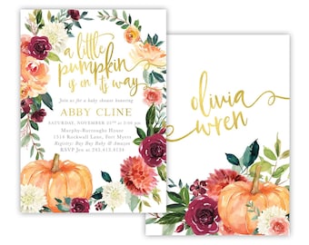 Fall Baby Shower Invitation, Little Pumpkin Baby Shower Invite - Custom + Printed Invitations With Envelopes Optional - Fall 7