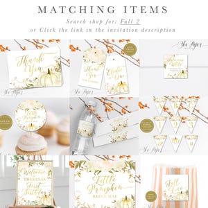 Custom Fall Bridal Shower Invitation: Fall in Love, Autumn Bridal Shower Invite Pumpkin, Gold & Roses - Fall 2 - Fall2BR01a Bild 4