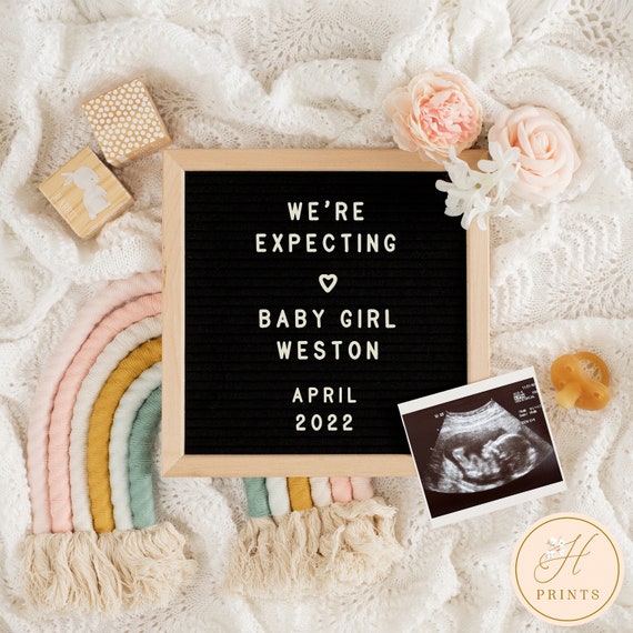 Editable Baby Girl Pregnancy Announcement Template for Social Media Editable Baby Girl Pregnancy Announcement Template for Social Media