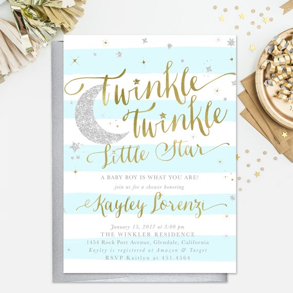 Moon and Stars Theme 3.5x5 Printable Books for Baby Card GTTLS Twinkle Twinkle Little Star Books for Baby Card Instant Download