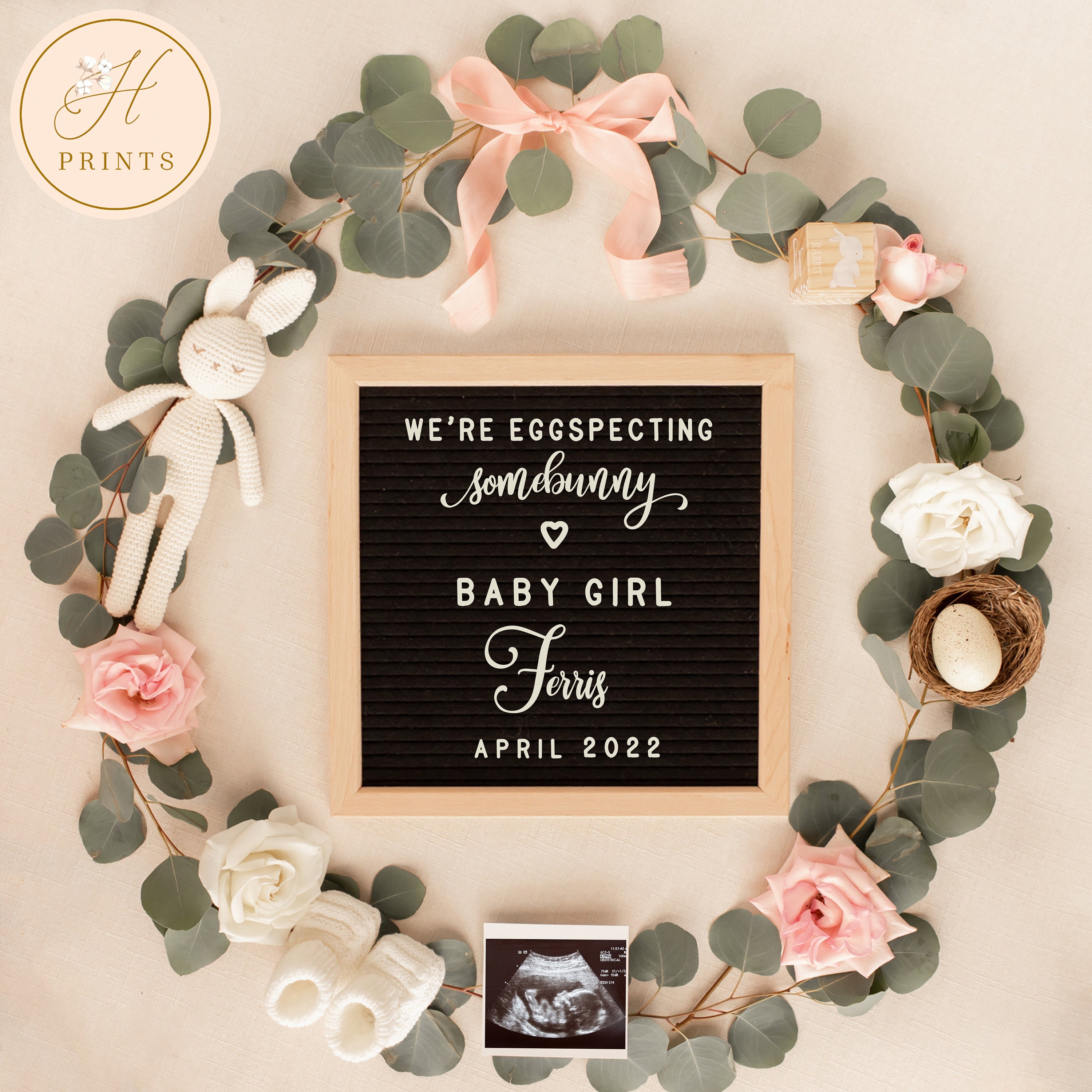 Easter Letter Board Ideas Baby Girl Easter Pregnancy Announcement For Social Media | Etsy India