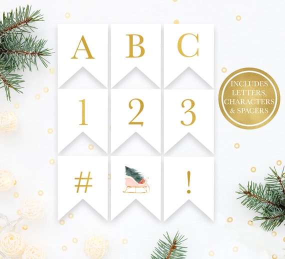 Printable Holiday Banner: Winter Sleigh Banner - INSTANT DOWNLOAD, Spell ANY Message - Baby Shower, Bridal Shower, Birthday - Holiday 31 Il_570xn