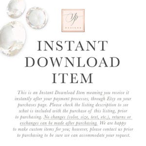 Peut inclure: Fond blanc avec le texte "INSTANT DOWNLOAD ITEM" en gras. L'image comprend un logo et plusieurs illustrations en forme de diamant. Le texte explique qu'il s'agit d'un t&eacute;l&eacute;chargement instantan&eacute;.