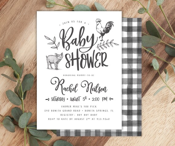barnyard baby shower invitations