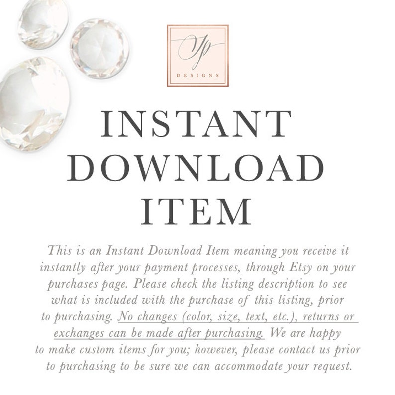 Może przedstawiać: Białe tło z tekstem "INSTANT DOWNLOAD ITEM" w ciemnej czcionce. Obraz zawiera logo w prawym g&oacute;rnym rogu i diamentowe ozdoby. Tekst wyjaśnia, że jest to natychmiastowe pobranie.