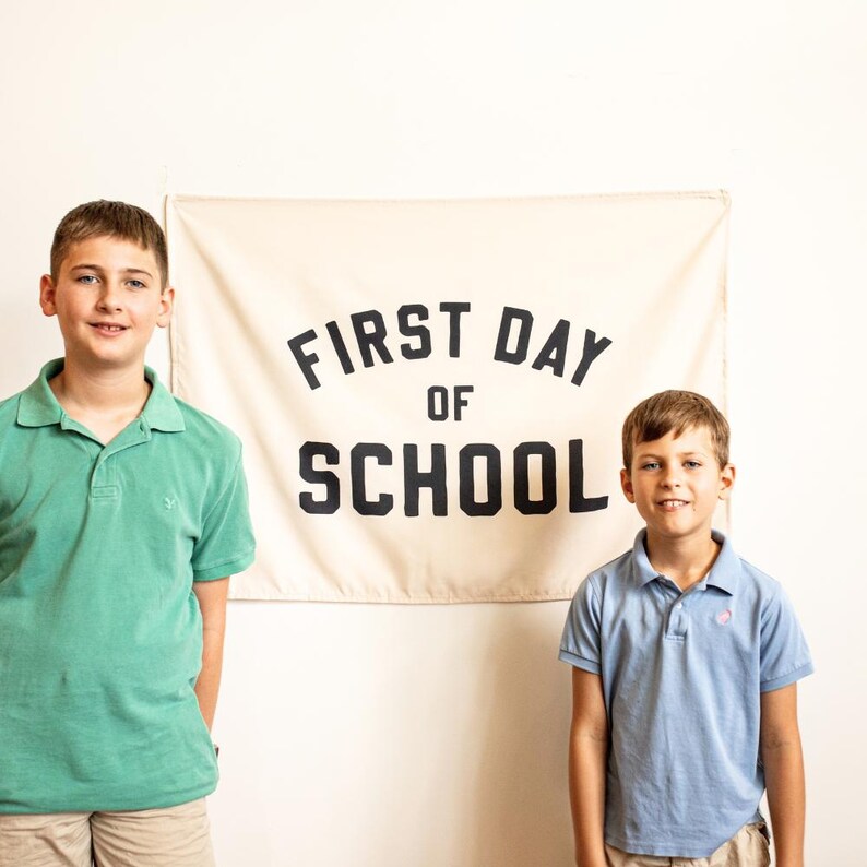 First & Last Day of School Banner Bundle - Easy to Hang for First Day of School Photos or Party Backdrops - Natural and Black image 6