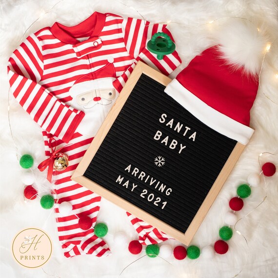 Kerst zwangerschap aankondiging bewerkbare vakantie digitale zwangerschap aankondiging Santa Baby Social Media zwangerschap letter board Etsy Nederland