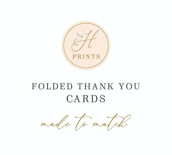 Folded Thank You Cards - Printed or Printable - Made to Match Any Design in the Shop - Hunny Prints ™ Il_570xn