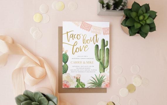 Rehearsal Dinner Invitation, Taco' Bout Love Rehearsal Dinner Invite, Cactus Rehearsal Invitation, Fiesta Rehearsal, Taco Rehearsal, Carrie Il_570xn