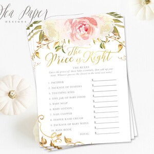 Fall Baby The Price is Right Baby Shower Game, Printable Price is Right, Fall Pink Flowers & Pumpkin- INSTANT DOWNLOAD, Digital - Fall 11