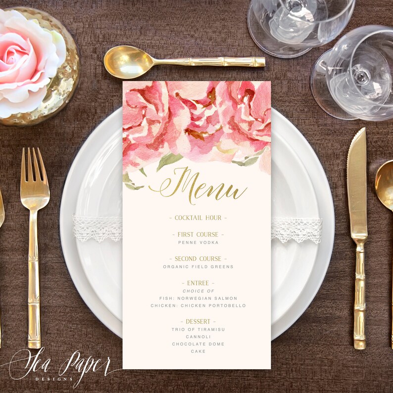 Party Menu Printed or Digital Made to Match Any Design in - Etsy