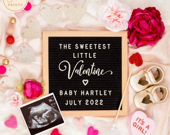 Baby girl Valentine's Day Pregnancy Announcement, Editable Digital Valentine's Pregnancy Announcement, Social Media Pregnancy Announcement