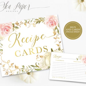 Fall Recipe for The Bride To Be Bridal Shower Recipe Cards & Sign, Pumpkin Recipe Card, Fall Recipe for Bride, Download Printable - Fall 11