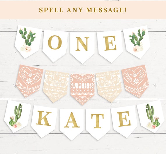 Fiesta Printable Banner, Cactus Banner, Papel Picado Banner, Printable ...