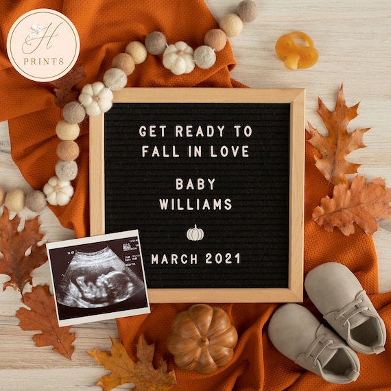 Editable Fall Pregnancy Announcement Pregnancy Announcement