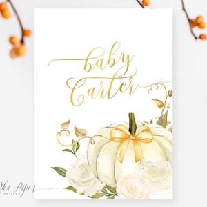 Pumpkin Baby Shower Invitations | Fall Baby Shower Printed Invites with Envelopes - Fall 2 | Invitation Printing or Digital image 2