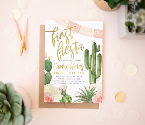 Fiesta Birthday Invitation Girl, Fiesta First Birthday Invitation Girl, First Fiesta Birthday Invitation, Fiesta 1st Birthday Party - Carrie Il_570xn