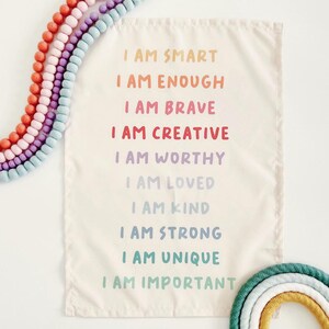 Daily Affirmations Easy Hang Banner™ for Kid's Rooms, Playrooms & Nursery. Kid's Room Wall Decor, Nursery Art, Gift for New Parent {Rainbow} image 5
