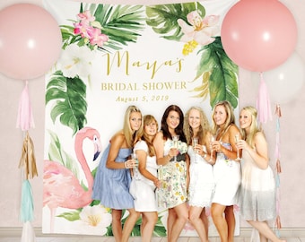 Flamingo Photography Backdrop, Photo Backdrop, Tropical Backdrop, Bridal Shower Backdrop, Baby Shower Backdrop, Birthday Backdrop, -Maya