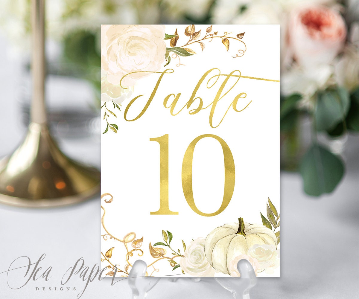Fall Printable Table Numbers - Pumpkin Printable Table Numbers - #1-20 ...