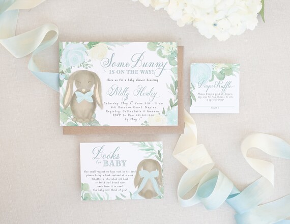 Boy Some Bunny Baby Shower Invitation, Somebunny is On the Way Invite, Boy Bunny Baby Shower Invite, Bunny Baby Shower Invitation - Finley Il_570xn
