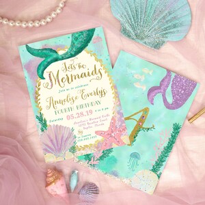Mermaid Birthday Party Invitation, Mermaid Birthday, Mermaid Invite, Mermaid Invitation, Mermaid Party, Under the Sea Invitation - Annelise image 2